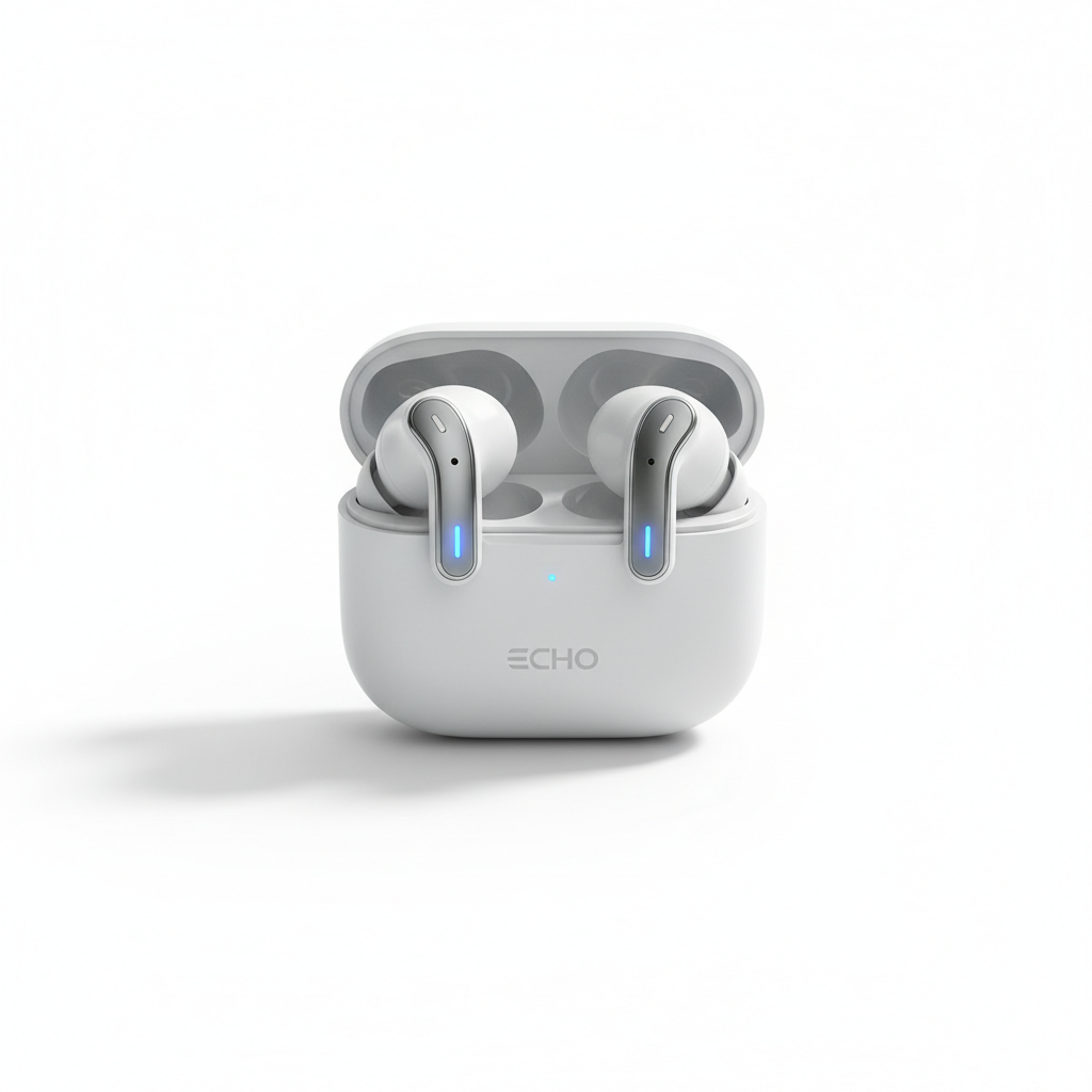 Premium wireless earbuds on white background