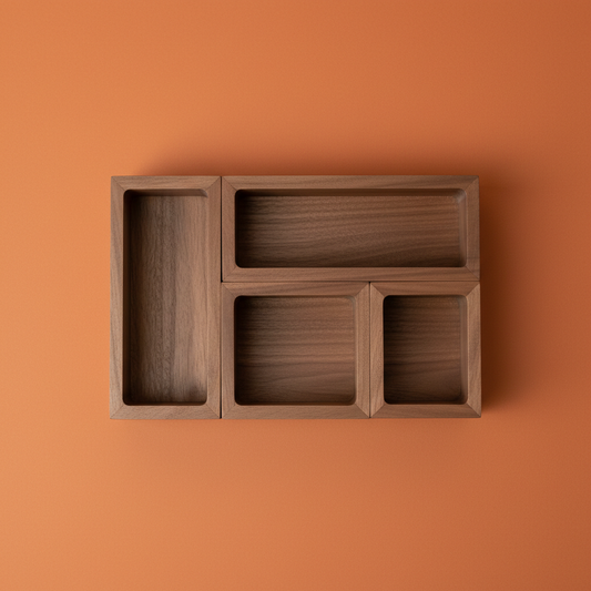 Desk Organizer on burnt orange background